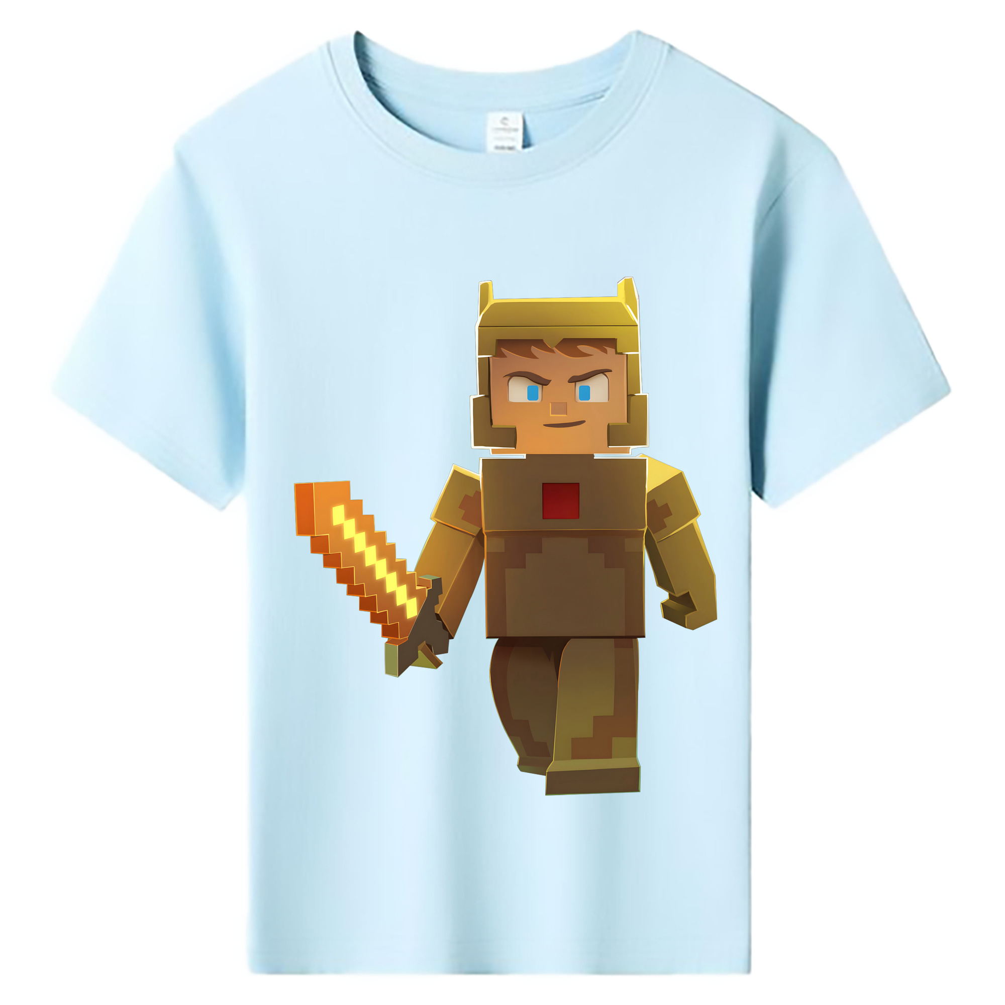 （画像用） マインクラフト ブロックの世界 Minecraft MC Block world 綿100％キッズTシャツ（フロントプリント）